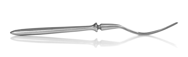 Silver fork on an isolated white background