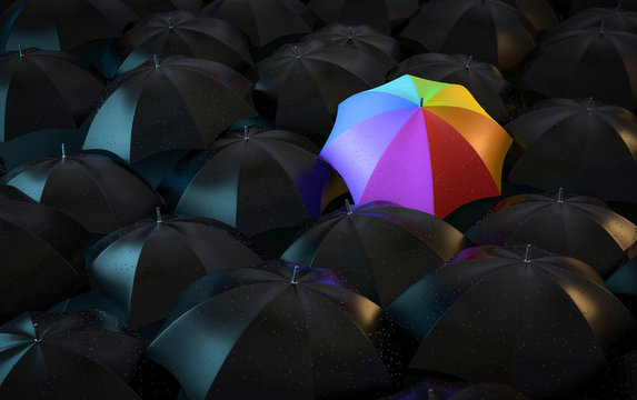 3D Illustration bunter Regenschirm