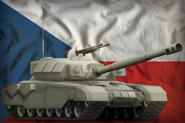 heavy tank on the Czechia national flag background. 3d Illustration