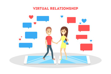 Online dating app. Virtual relationship and love.