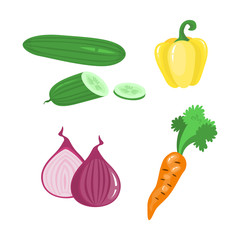 Set of vegetables. Fresh organic food. Carrot, pepper