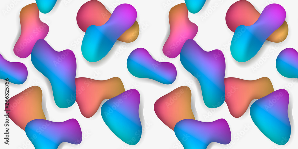 Poster Vector pattern with abstract colorful fluid on white background