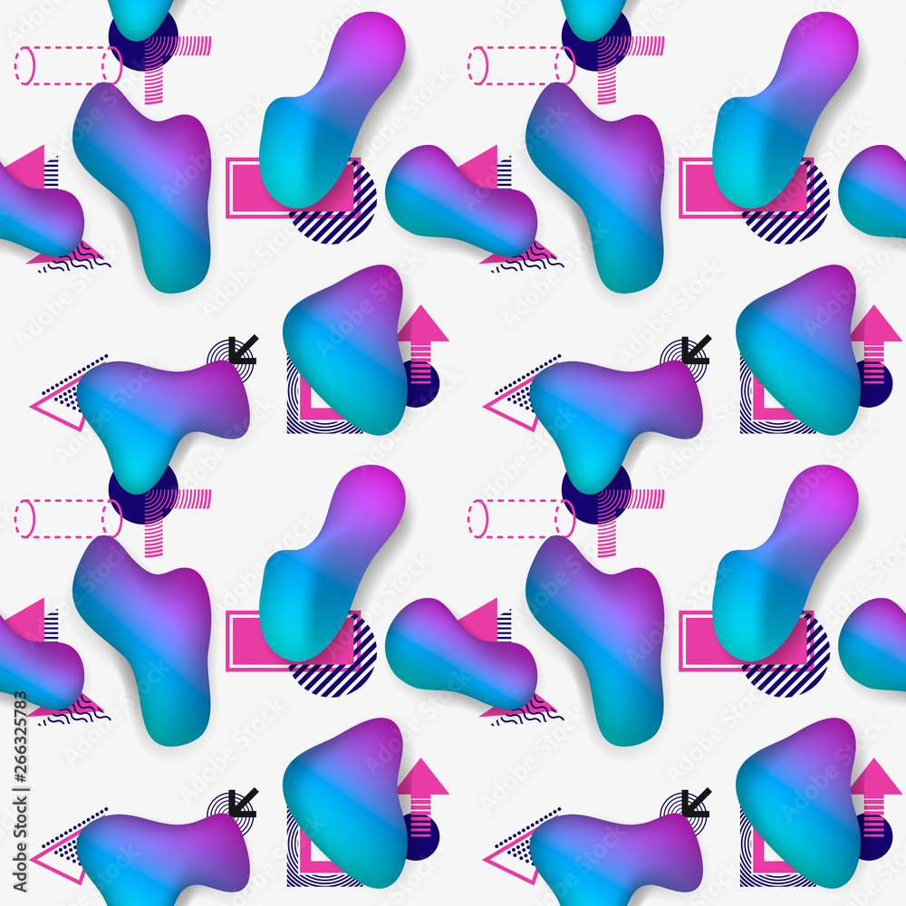 Poster Vector pattern with abstract colorful fluid on white background