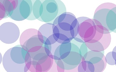 Multicolored translucent circles on a white background. Pink tones. 3D illustration