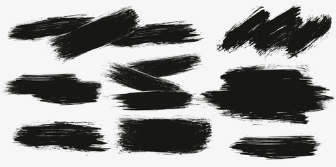 One color monochrome artistic hand drawn backgrounds. Vector set of hand drawn brush strokes, stains for backdrops. Monochrome design elements set.