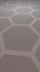 Honeycomb with color lighting, on a gray background. Perspective view on polygon look like honeycomb. Isometric geometry. 3D illustration