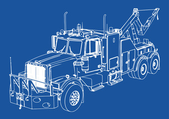 drawing isolated road truck vector on blue background