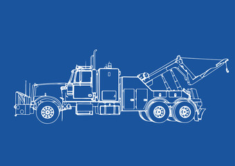 drawing isolated road truck vector on blue background