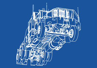 Obraz premium drawing isolated road truck vector on blue background