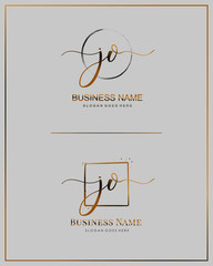 Initial J O JO handwriting logo vector. Letter handwritten logo template.
