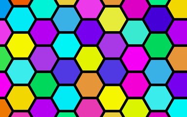 Honeycomb many color, multicolored. Isometric geometry. 3D illustration