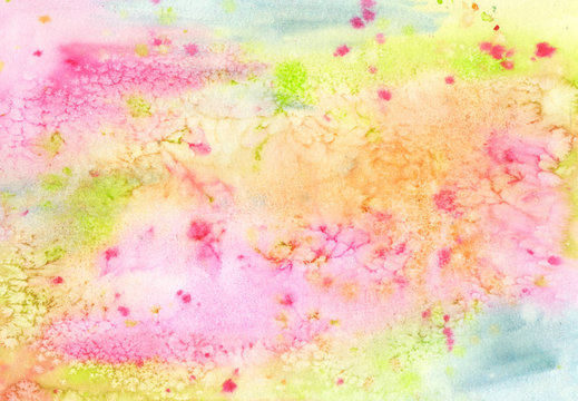 Watercolor abstract rainbow colorful background. Texture for cards, invitations, prints.