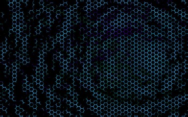 Honeycomb on a blue green background. Perspective view on polygon look like honeycomb. Isometric geometry. 3D illustration
