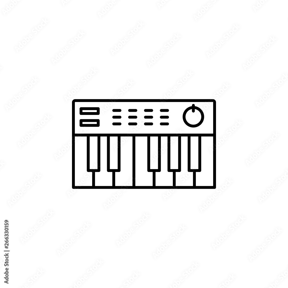 Poster rock midi keyboard icon. element of rock and roll icon. thin line icon for website design and develo