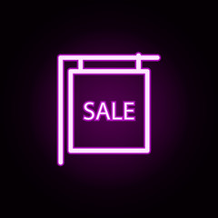 estate for real sale neon icon. Elements of building set. Simple icon for websites, web design, mobile app, info graphics