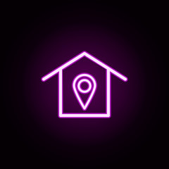 real estate geolacation neon icon. Elements of building set. Simple icon for websites, web design, mobile app, info graphics