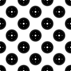 Saw Blade Icon Seamless Pattern, Circular Saw Icon