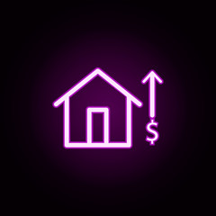 real estate price upwards neon icon. Elements of building set. Simple icon for websites, web design, mobile app, info graphics