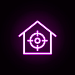 real estate target neon icon. Elements of building set. Simple icon for websites, web design, mobile app, info graphics