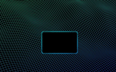 Abstract landscape on a dark background. Ready template. Cyberspace grid. hi tech network. 3d illustration. Mockup.