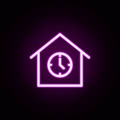 real estate clock history neon icon. Elements of building set. Simple icon for websites, web design, mobile app, info graphics