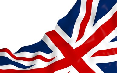 Fototapeta premium Waving flag of the Great Britain. British flag. United Kingdom of Great Britain and Northern Ireland. State symbol of the UK. 3D illustration