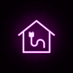 real estate power socket energy neon icon. Elements of building set. Simple icon for websites, web design, mobile app, info graphics