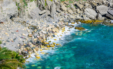 Obraz na płótnie Canvas Beautiful beach at Cinque Terre National Park in Luguria, Italy