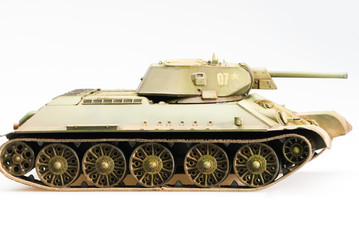Fototapeta na wymiar Model of soviet old T-34 tank
