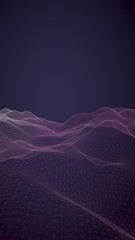 Abstract landscape background. Cyberspace purple grid. hi tech network. 3D illustration