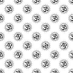 Aum (Om) The Holy Motif Seamless Pattern