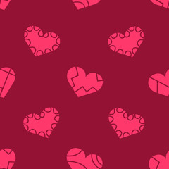 Valentine's day seamless pattern with decorative broken hearts. Vector illustration