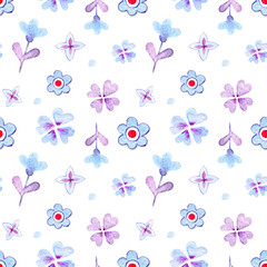 Watercolor floral hand drawn colorful bright seamless pattern