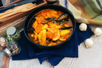 bowl of Mediterranean french fish soup Bouillabaisse