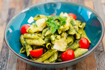 Chicken penne with Pesto sauce