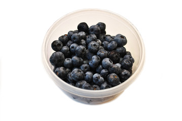 Fresh Whole Blue Berries in a Plastic Container