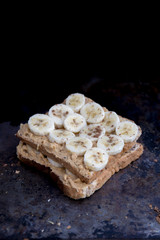 Peanut butter with banana toast for breakfast