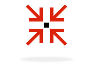 Obraz premium 4 Pfeile als Symbol für Treffpunkt