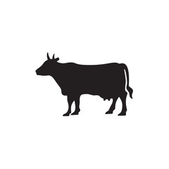 Cow Icon In Flat Style Vector Icon. Domestic Animals Black Icon Vector Illustration.