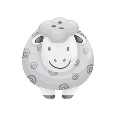 Ceramic salt shaker or pepper shaker in the form of a lamb. Vector illustration.