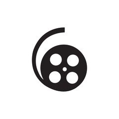Film Reel Icon In Flat Style Vector For App, UI, Websites. Black Icon Vector Illustration.