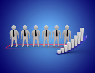3d business people with business graph.3d illustration
