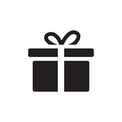Gift Box Icon In Flat Style Vector For App, UI, Websites. Black Icon Vector Illustration.