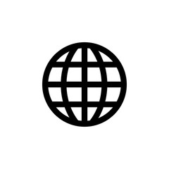 Globe Icon In Flat Style Vector For App, UI, Websites. Black Icon Vector Illustration.