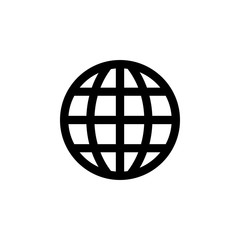 Globe Icon In Flat Style Vector For App, UI, Websites. Black Icon Vector Illustration.