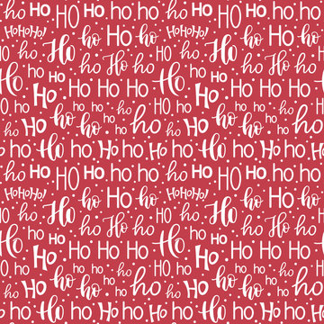 Christmas seamless pattern with Santa 's Ho Ho Ho hand lettering in various styles