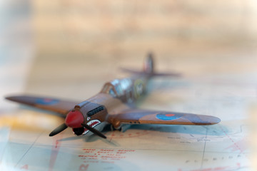 WWII plane over map