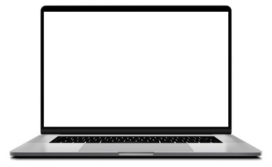 Laptop modern frameless with blank screen isolated on white background - super high detailed photorealistic esp 10 vector	 - obrazy, fototapety, plakaty