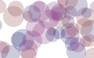 Multicolored translucent circles on a white background. Pink tones. 3D illustration