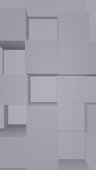 Abstract gray elegant cube geometric background. Chaotically advanced rectangular bars. 3D Rendering, 3D illustration